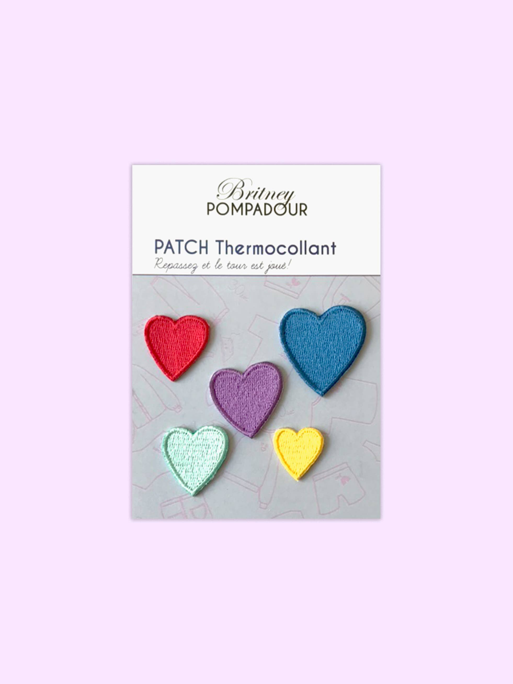 Britney Pompadour - Broderie - Embroidery kit - Wholesale Patch - Coeurs, Patch thermocollant brodé, écusson1