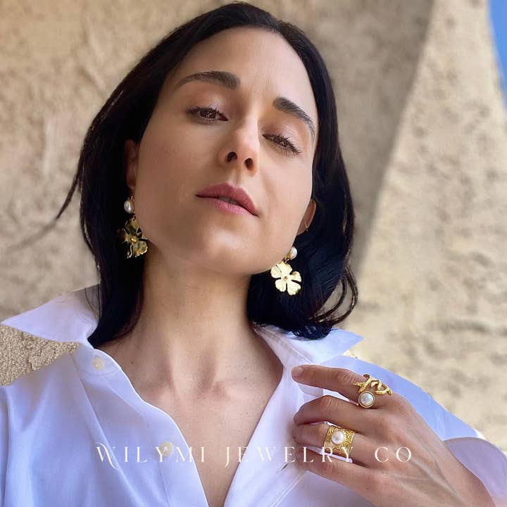 WILYMI Jewelry Co - Wholesale Dangle Earrings - Full Bloom Freshwater Pearl 8mm Earrings | 24k Gold Filled9