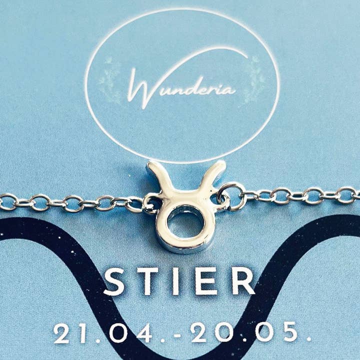 Wunderia – wholesale Berlockarmband – Stjärntecken Oxen Oxen med budskap armband silver