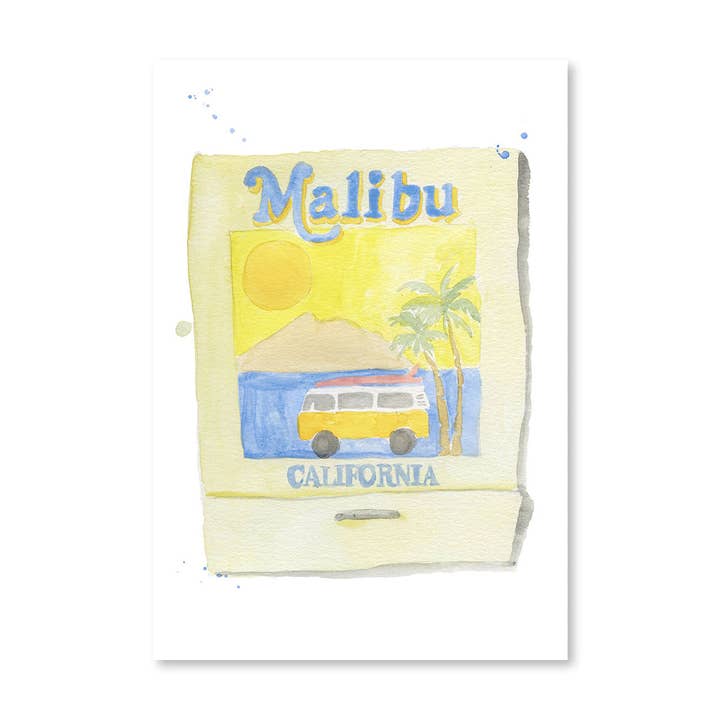 Malibu Matchbook Art Print for wholesale by Furbish Studio