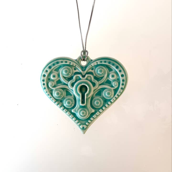 Whistling Frog Tile Inc. - Wholesale Ornament - Keyhole Heart Ornament Michigan Gift Holiday  Steampunk 1