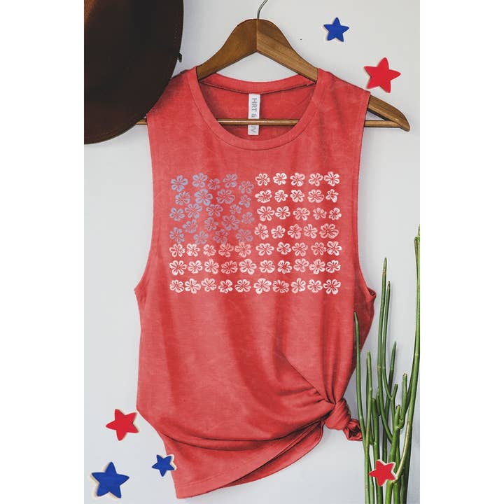 HRTandLUV - Wholesale Tank Top - Women's - AMERICAN FLAG GRAPHIC TANK TOP