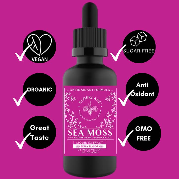 Elderlane® - Vendita all'ingrosso Vitamine/integratori orali - Sea Moss Drops 2 oz - Aroma frutti di bosco1