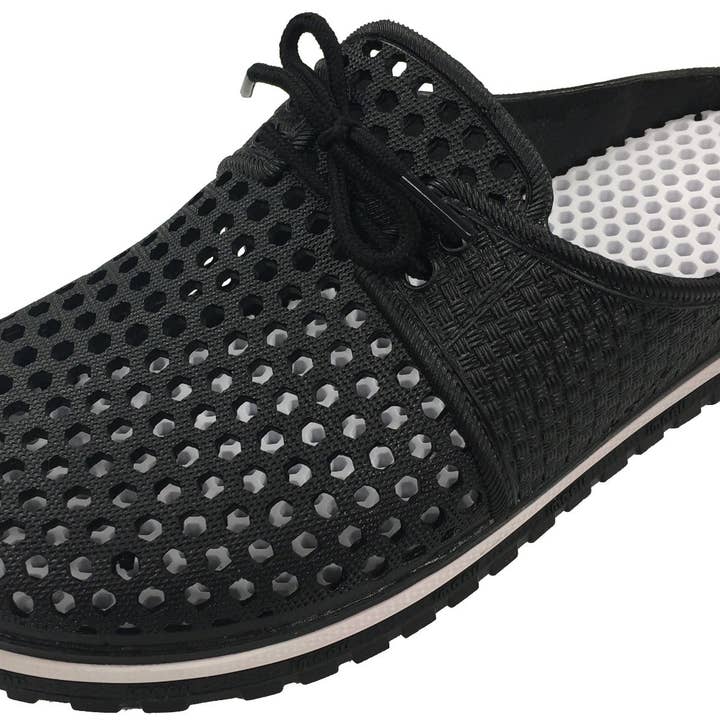 #8012W Women's Solid Black Air Walk Clogs for wholesale by Cromer Mfg. Co.