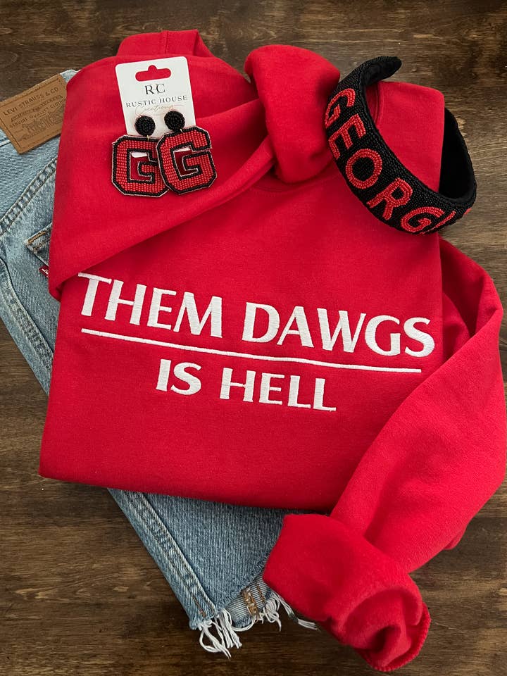Them Dawgs Is Hell Embroidered Sweatshirt for wholesale by Rustic House Creations
