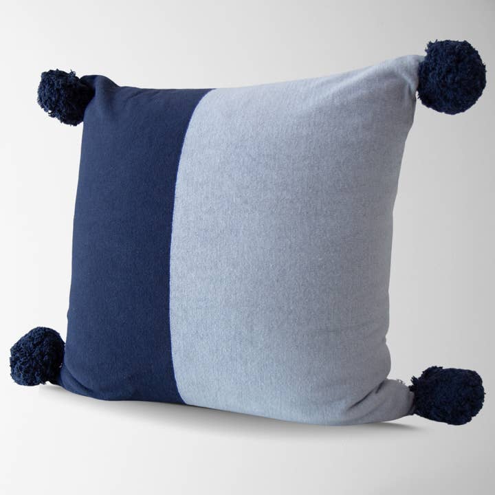 Tajik Home LLC - Wholesale Throw/Decorative Pillow - Dakota Two-Tone Knit Throw Pillow in Blue - Stylish & Modern