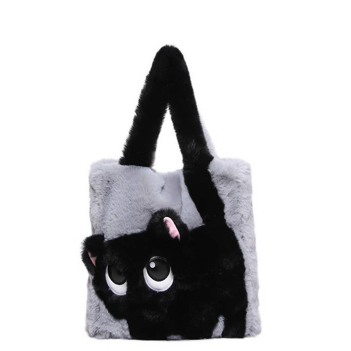 ACCITY - Wholesale Shoulder Bag - Women's - WINTER CAT CARTOON PATCHWORK EMBROIDERY PLUSH BAG_CWAB3916