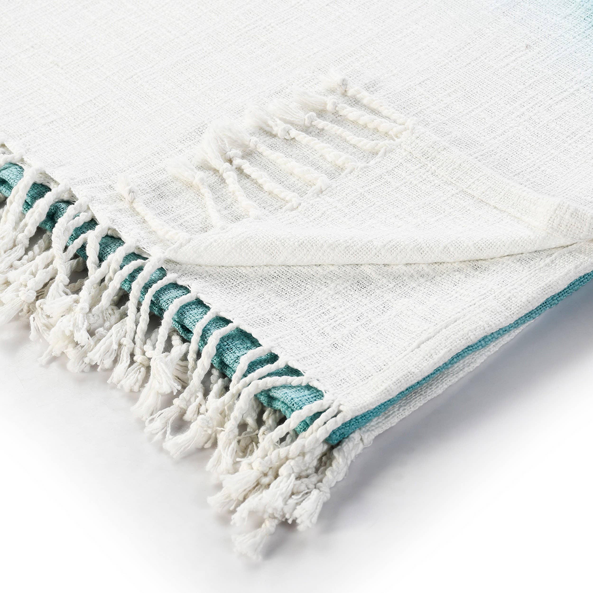 LR Home - Wholesale Throw Blanket - Hand-Dyed Color-Block Lightweight Cotton Throw With Fringe2