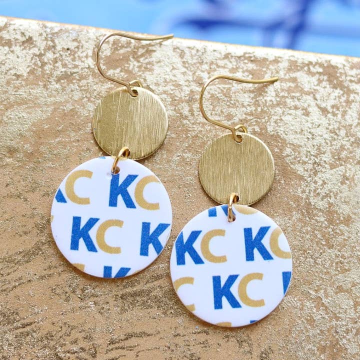 Handcrafted Polymer Clay Earrings- KC Baseball for wholesale by Ivy Lena