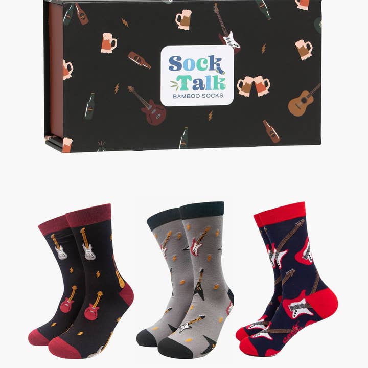 Sock Talk - Wholesale Gift box - Men's Socks Gift Box- Black, Rock Band0