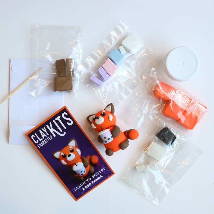 The Make Station | DIY Clay Kits – Großhandel Bastelset – Kinder – The Make Station Ruby, der rote Panda – DIY Modelliermasse-Set mit Boba-Tee1