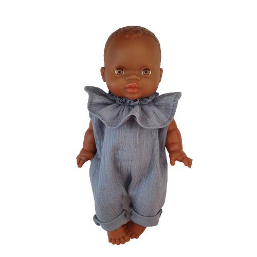 Pierrot Blue Lurex Cotton Gauze Jumpsuit for wholesale by Maman Poule et Papa Coq