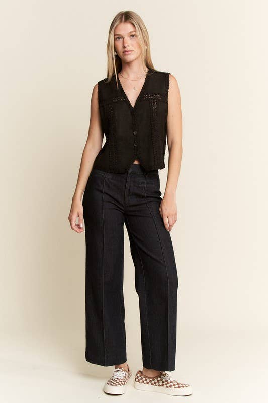 JADE BY JANE PLUS - Wholesale Outerwear Vest - Women's - PLUS SIZE SUEDE VEST WITH LACE TRIM18