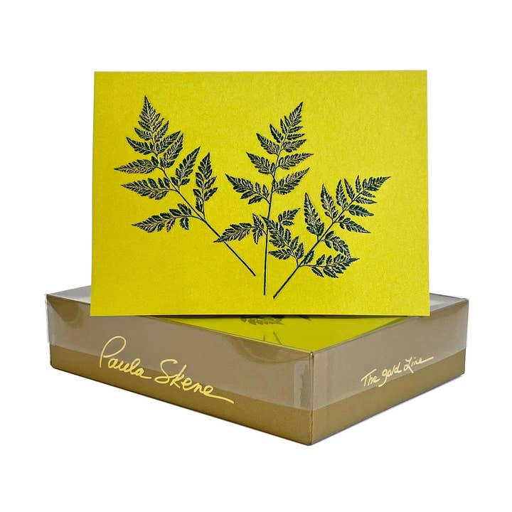 Fern Dark Green on Sparkle Green Blank Fall Card for wholesale by PAULA SKENE DESIGNS