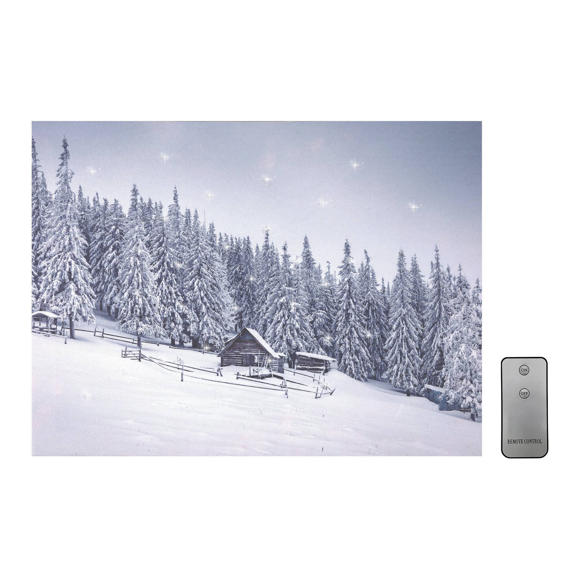 LumaBase - Wholesale Christmas Wall Art - Battery-Operated Lighted Wall Art - Snowy Cabin0