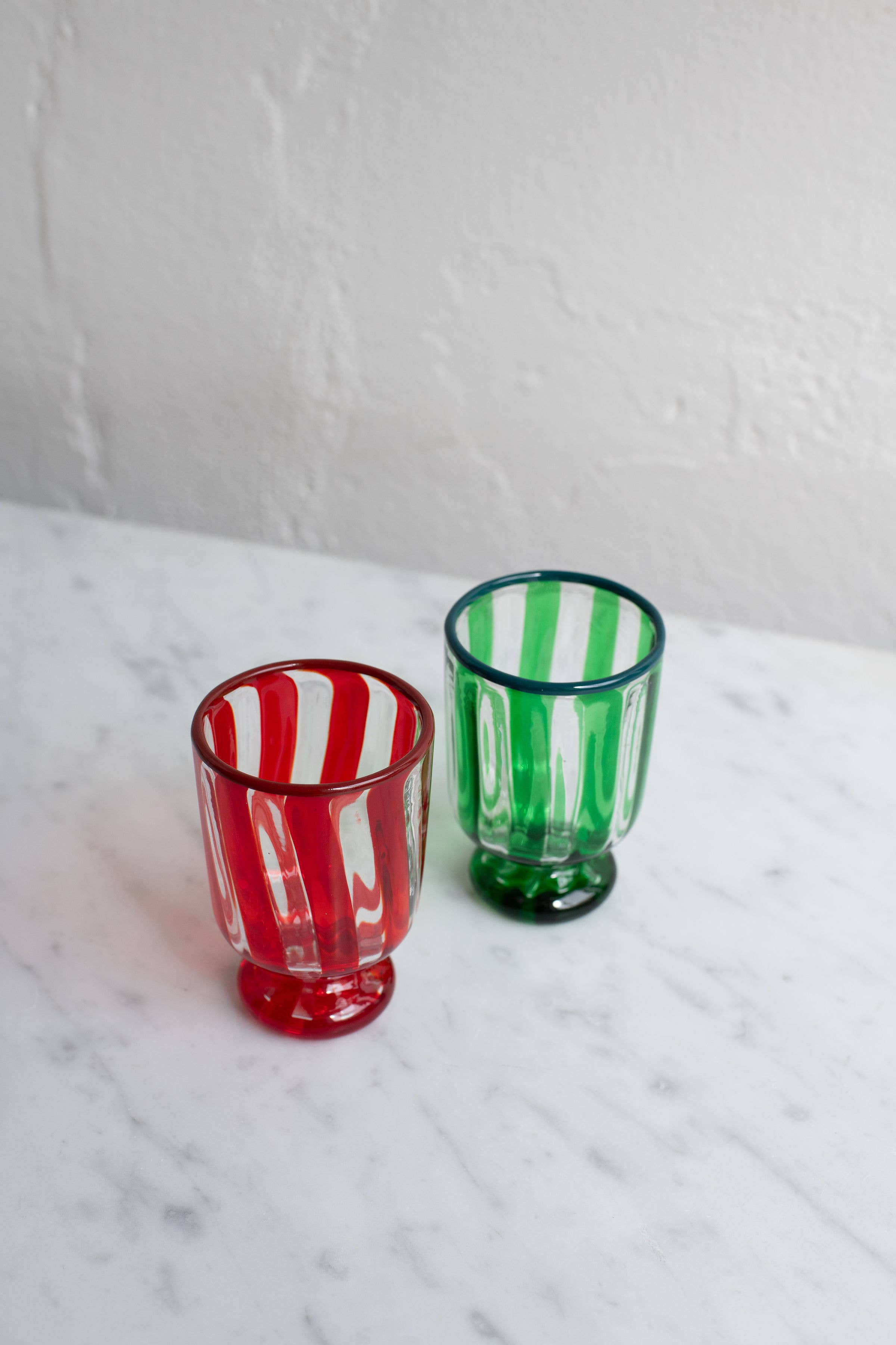 Moncada Home - Wholesale Wine Glass - Candy Cane [Red] - Handblown Murano Wine Glass (Goblet)3