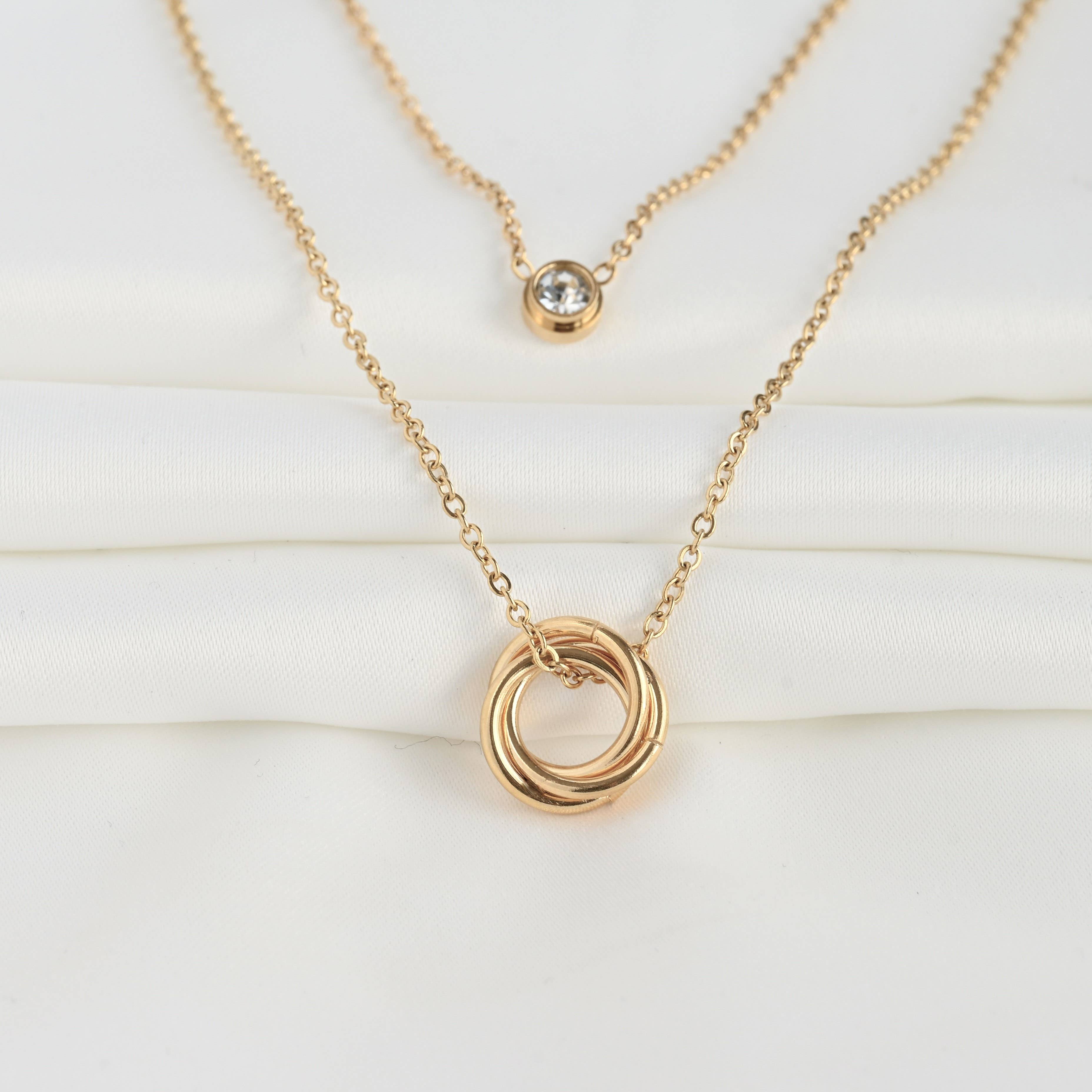 Blueyejewelry – wholesale Hänge-/berlockhalsband – Cirkel- och bezelhalsband - Skiktad bezel diamanthänge 6