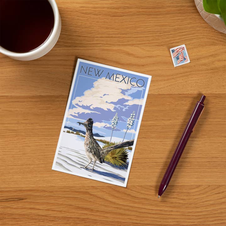 Lantern Press - Vente Cartes postales - CARTES POSTALES PREMIUM Nouveau-Mexique, scène Roadrunner1