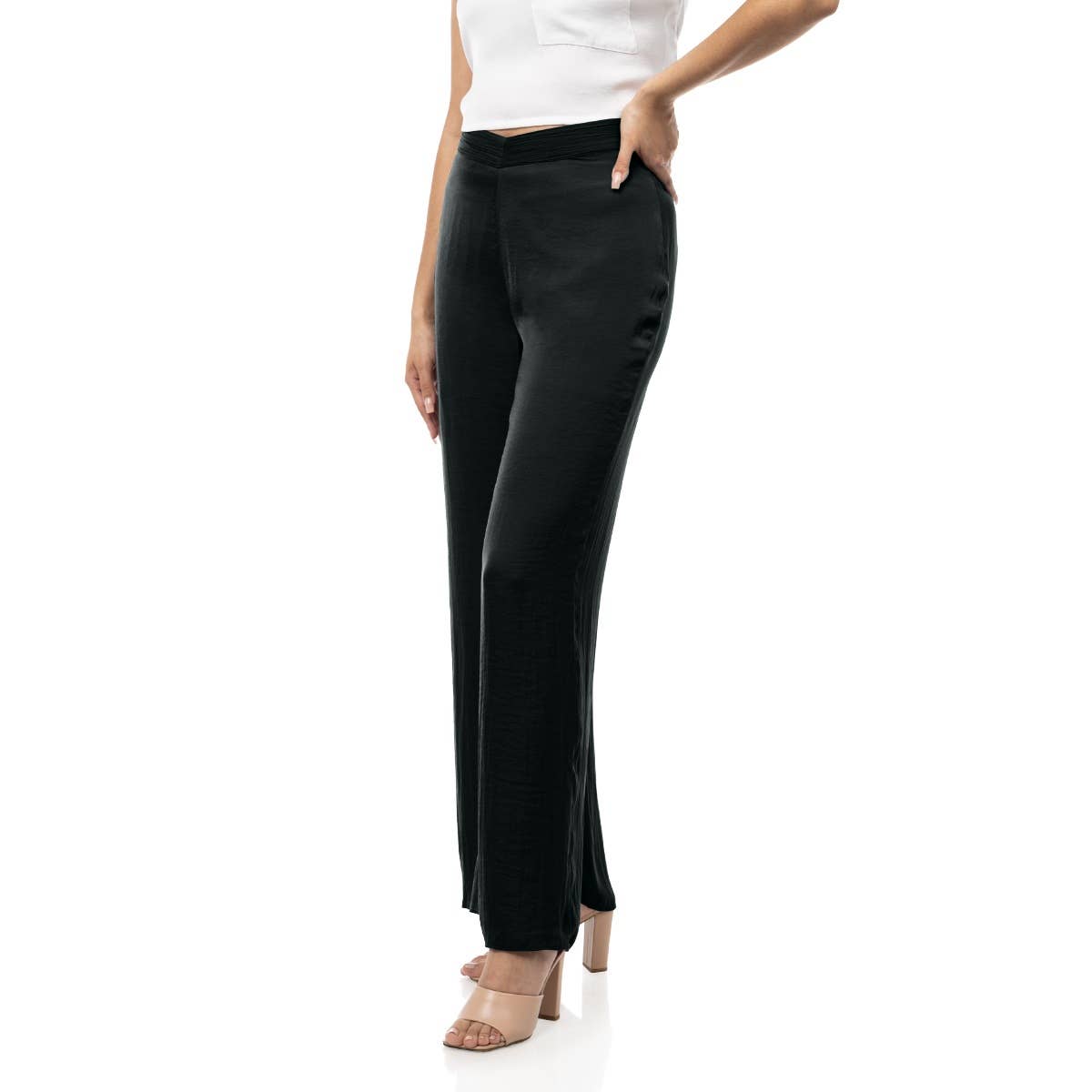 Naked Zebra Rack - Wholesale Pants - Women's - Ruched Waist Satin Pants4