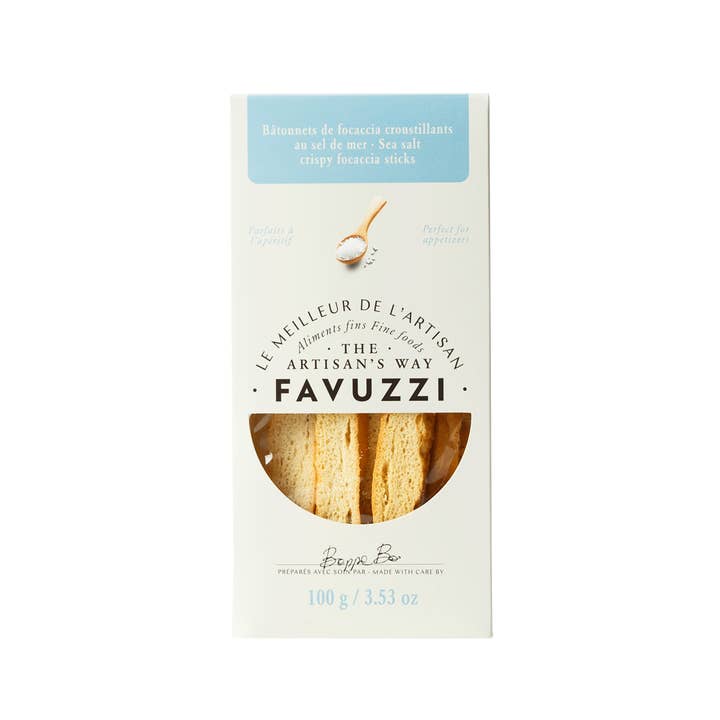 Sea salt crispy focaccia sticks for wholesale by Favuzzi (Canada)