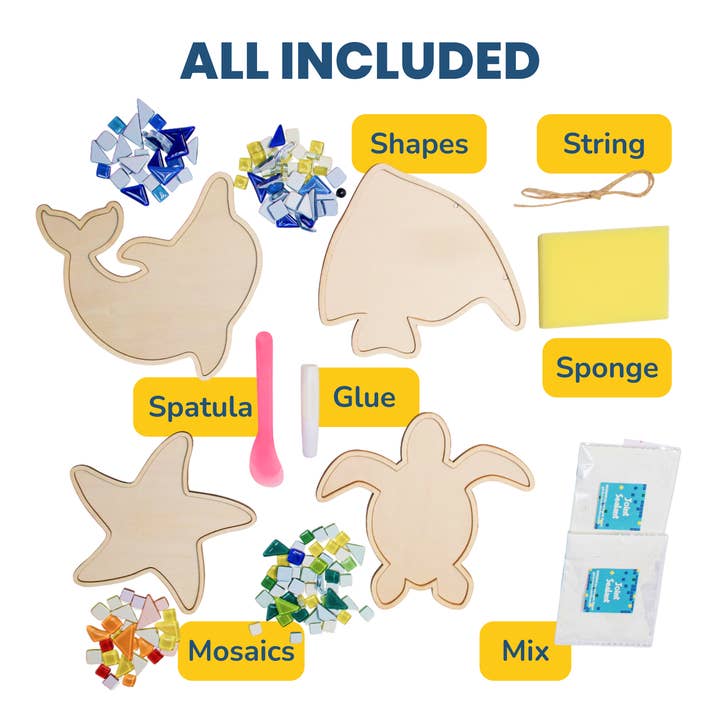 AYK Brand - Wholesale DIY Craft Kit - Kids - DIY Glass Mosaic Art Kit (Sea Creatures - 4pcs)4