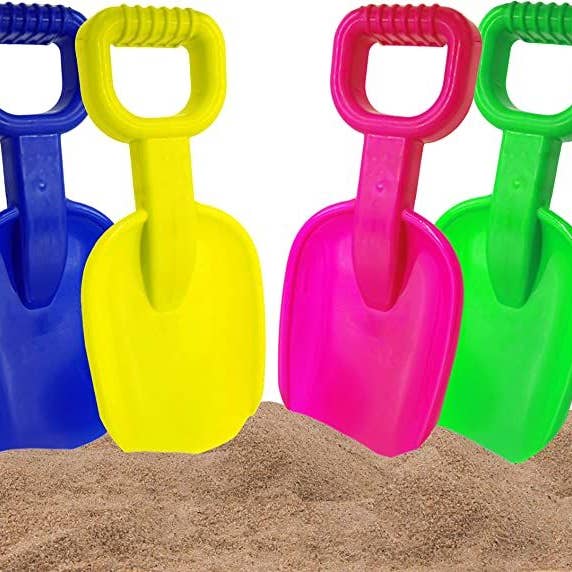 4E's Novelty - Wholesale Beach/Pool Toy - Kids & Baby - 15 Inch Beach Plastic Shovel Large - 4 Pack Heavy Duty
