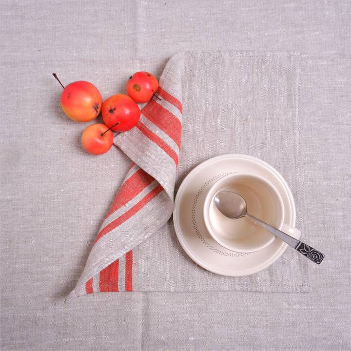 NorraVilla - Wholesale Dinner & cloth napkin - Black Natur Striped Linen Napkins/ Placemat Village Provence4