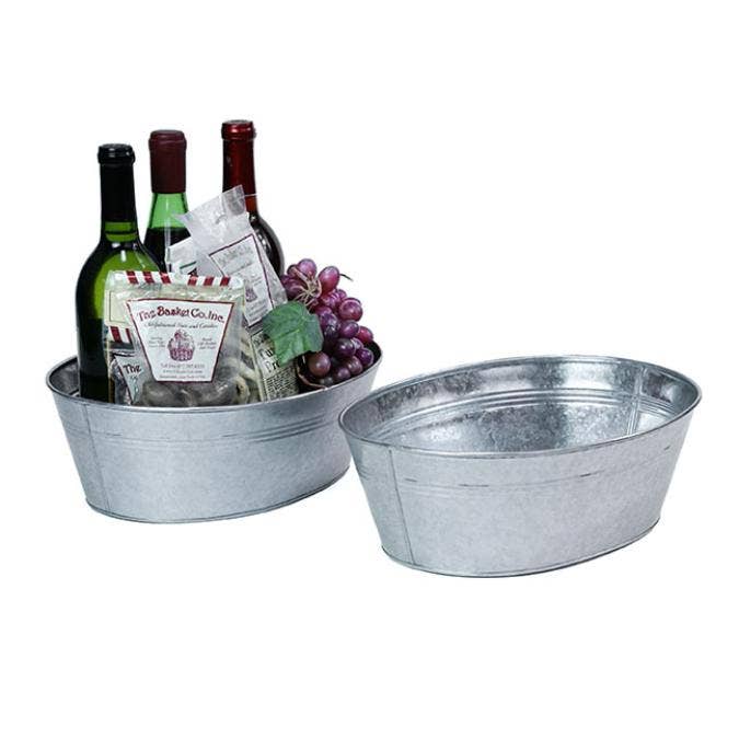 Buhi Imports - Wholesale Gift Box - 12" Oval Tub No Handle - in galvanized