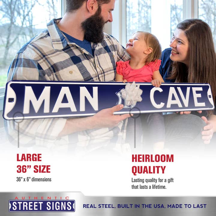 Authentic Street Signs - Wholesale Sign - MAN CAVE New York Yankees Embossed Steel Street Sign
