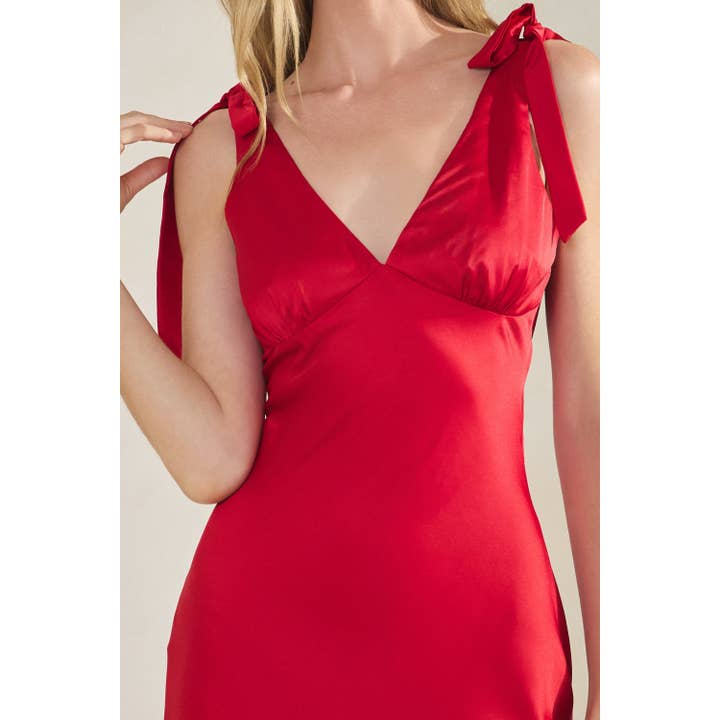 Honey Mango - Wholesale Dress - Women's - Satin Tie Shoulder Maxi Dress19