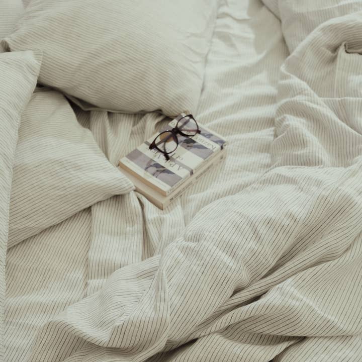 The Katha - Wholesale Sheet set - Pencilstripe Linen Sheet Set (4 pcs)1