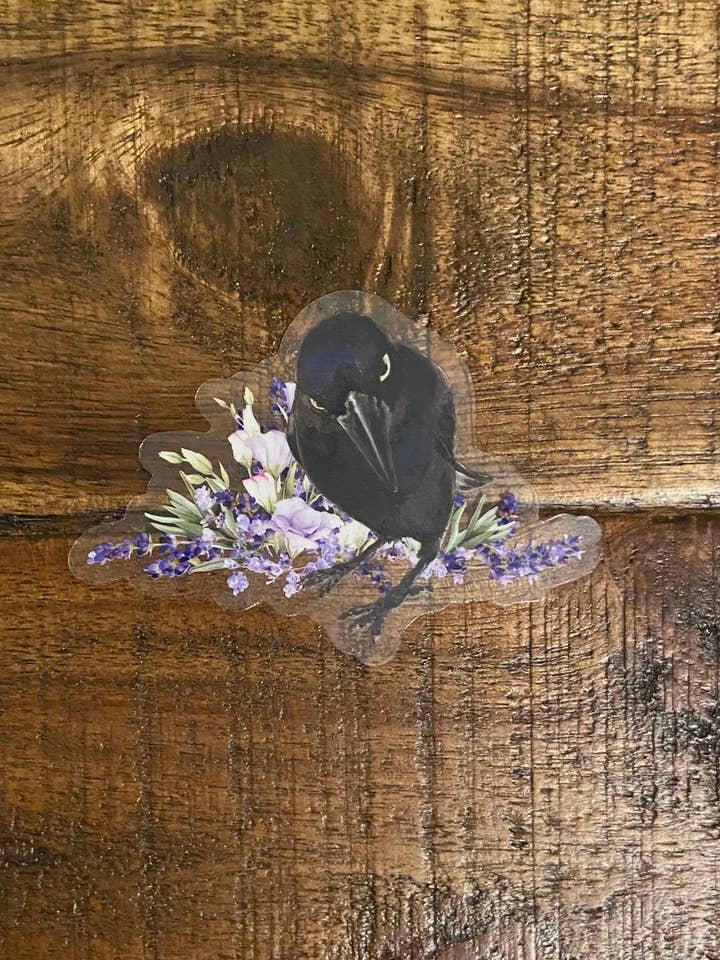 Seriously Flowers and Crow Clear Premium-sticker voor wholesale door Seriously Crow Drawing Company
