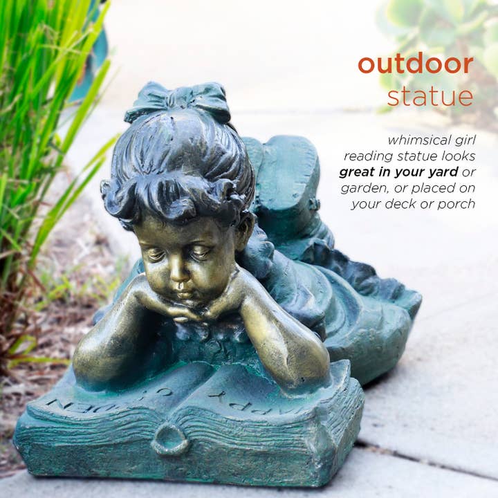 Alpine Corporation - Wholesale Outdoor Ornament/Decor - Alpine Corporation Girl Laying Down Reading Book Statue