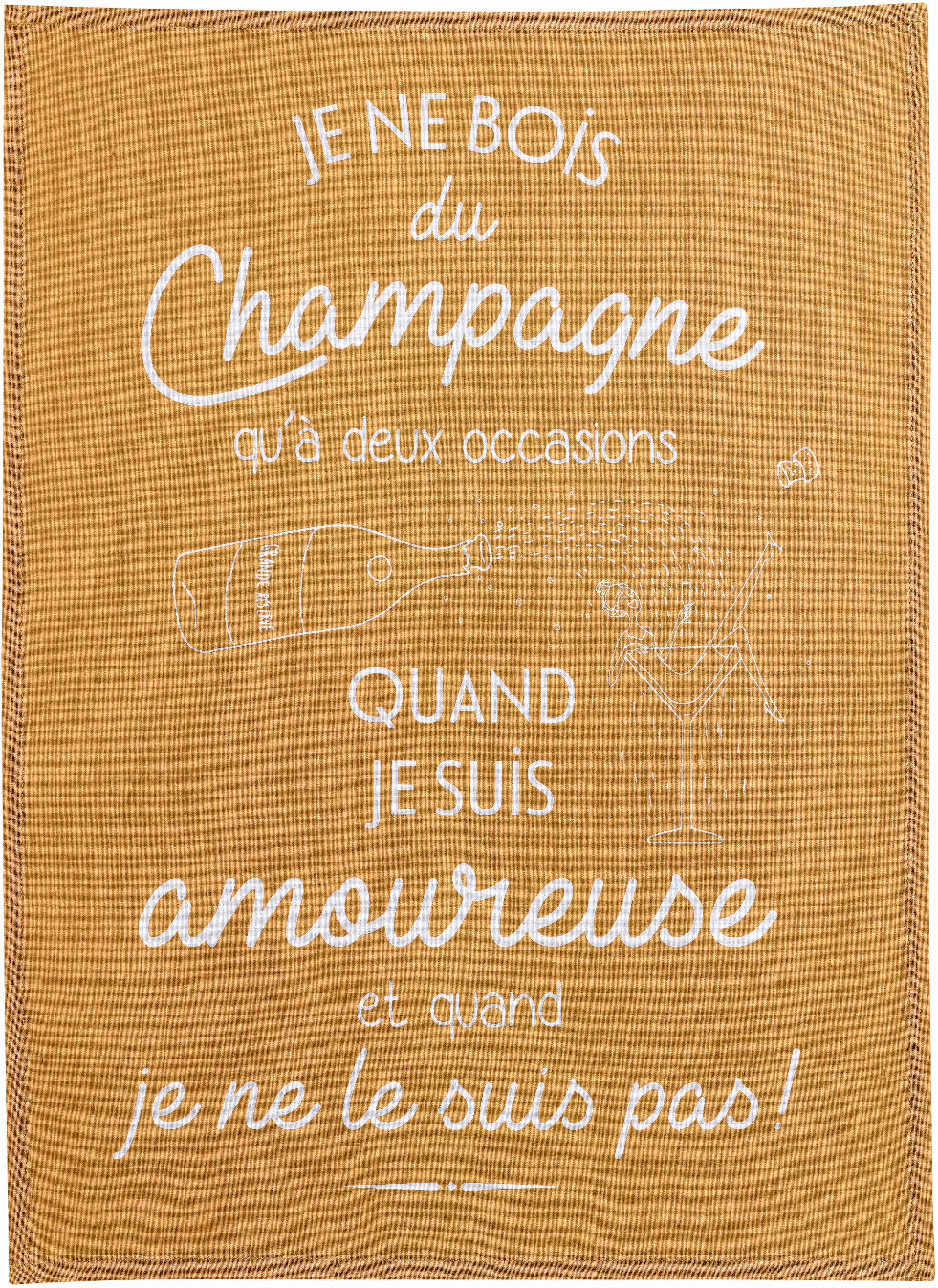 Maison Vivaraise & La Cerise sur le Gâteau – Großhandel Küchenhandtuch – Amoureuse Ocker Geschirrtuch 50 x 700