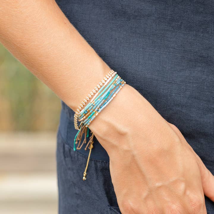 Splendid Iris - Wholesale Beaded Bracelet - SALE - Set/12 Miyuki Delica Rainbow Adjustable Bracelets1