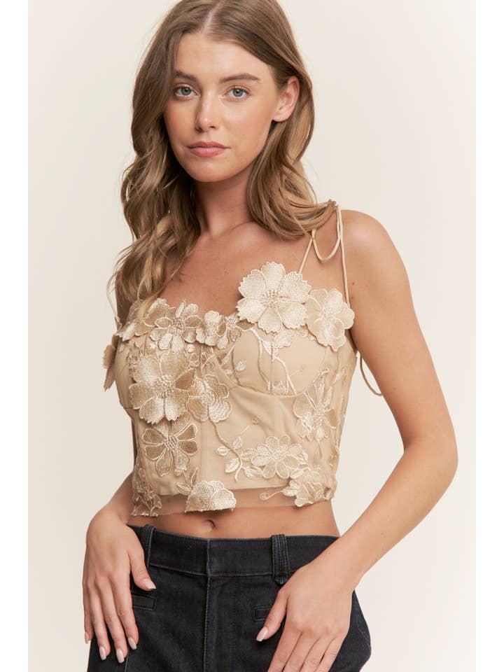 Sweet Generis - Wholesale Tanktop - Dames - Top met 3D bloemenborduursel en corset24