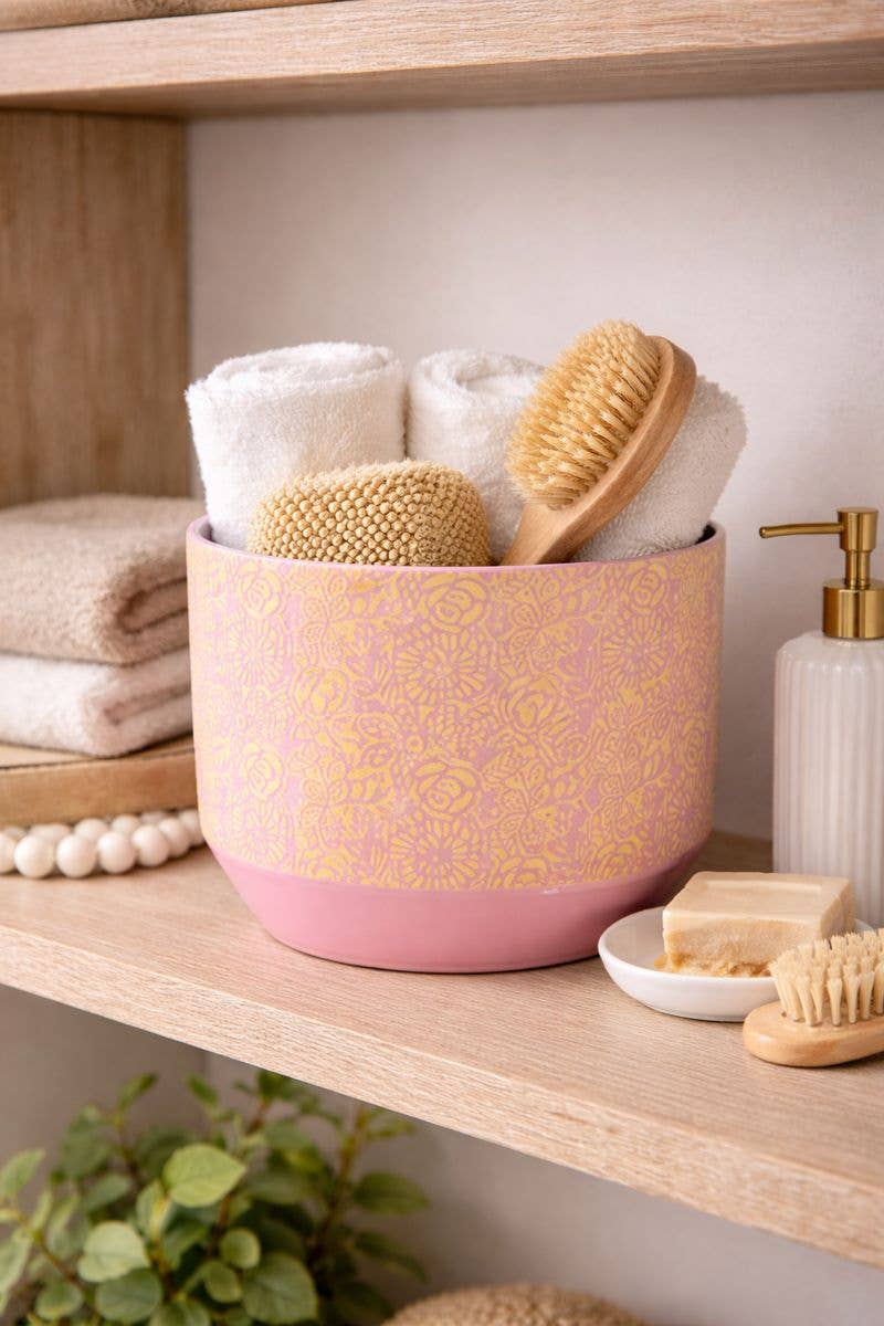Napco - Wholesale Plant Pot - Pink & Yellow Patterned Planter - Storage(3) Item # 17184 5