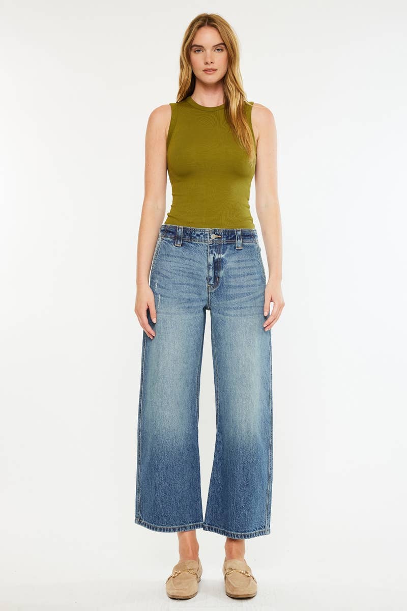 MEDIO JEANS A VITA MEDIA LARGA A GAMBA DRITTA APERTA-KC2610M in vendita all'ingrosso su Faire5