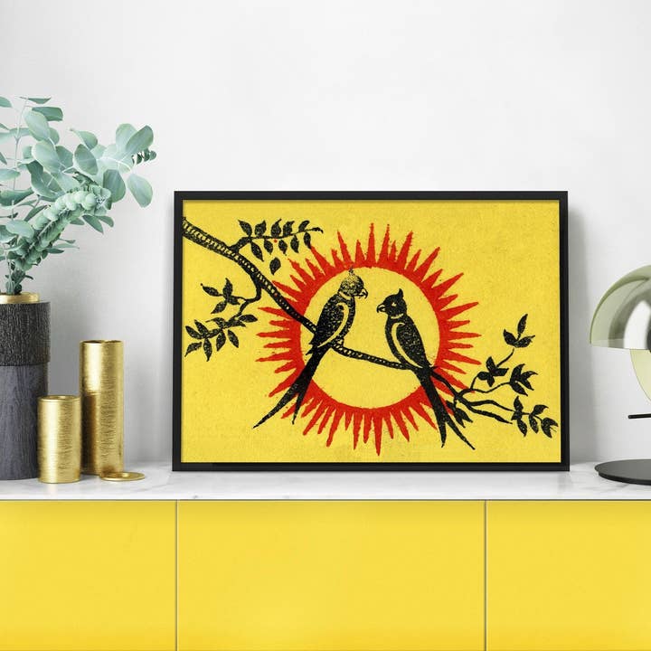 Impression artistique Inséparables | Imprimé oiseau vintage pour la vente par INK & SONS