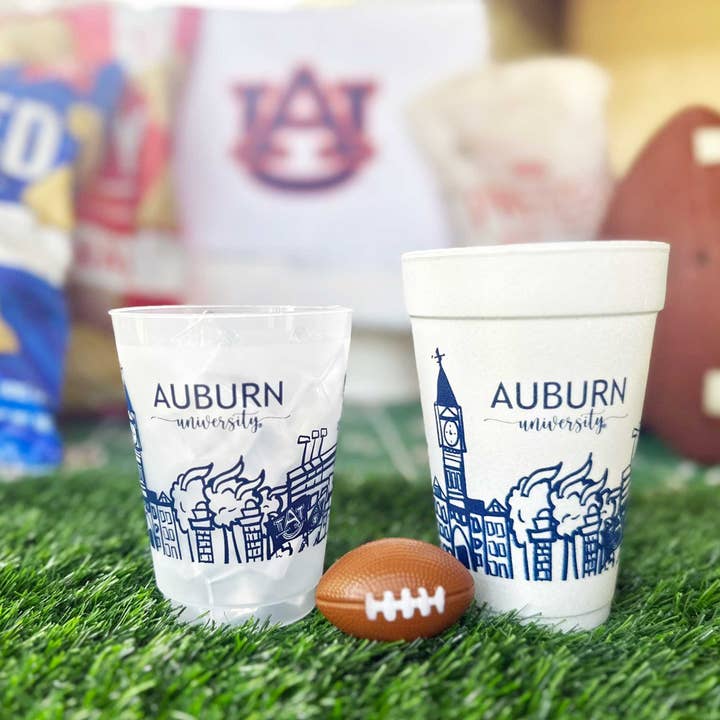 Two Funny Girls - Wholesale Disposable Cup - Shatterproof Cup 10 Pack {Auburn University Skyline}3