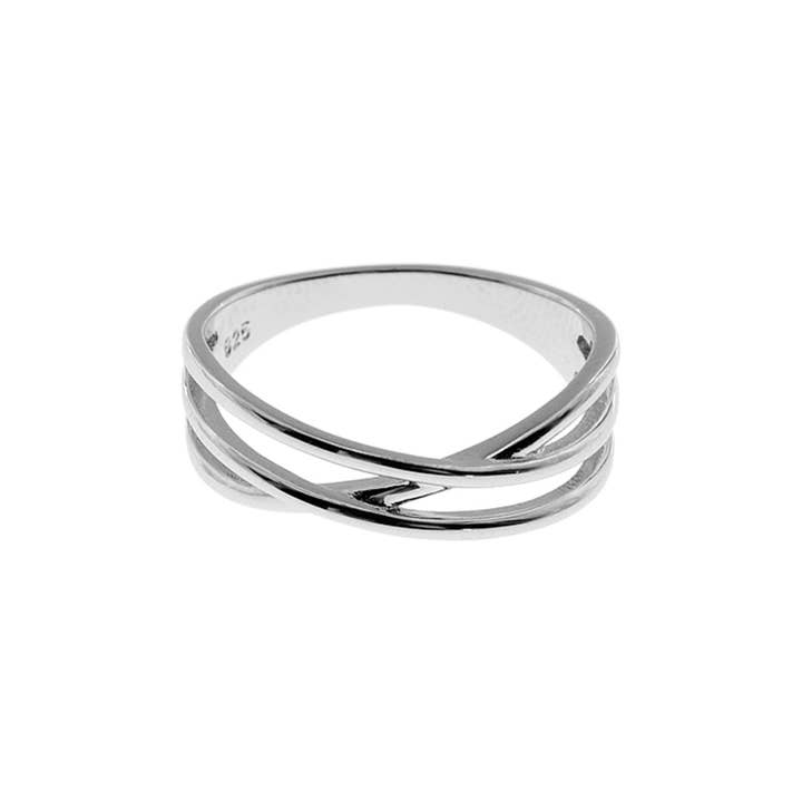 Anillo Skyla triple crossover para venta al por mayor de Kali Ma Designs - Sterling Silver Jewellery