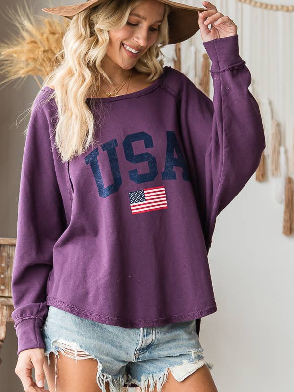 PURPLE T1139-1B Graphic Semi- Crop Top, Gameday for wholesale on Faire5