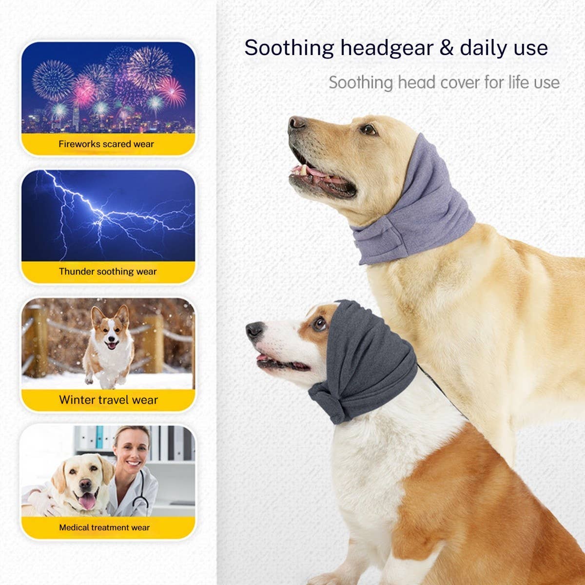 PAWPAWwholesale - Wholesale Pet Snood - Dog - Pet Ear Muffs Dog Calming Head Wrap Adjustable_CWMM74705