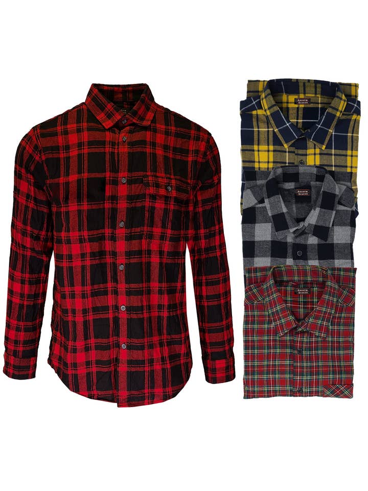 I-Wear Brands - Wholesale Button Down Shirt - Men's - 2, 3 Pack Men's Long Sleeve Button Down Cotton Flannel Shirt14