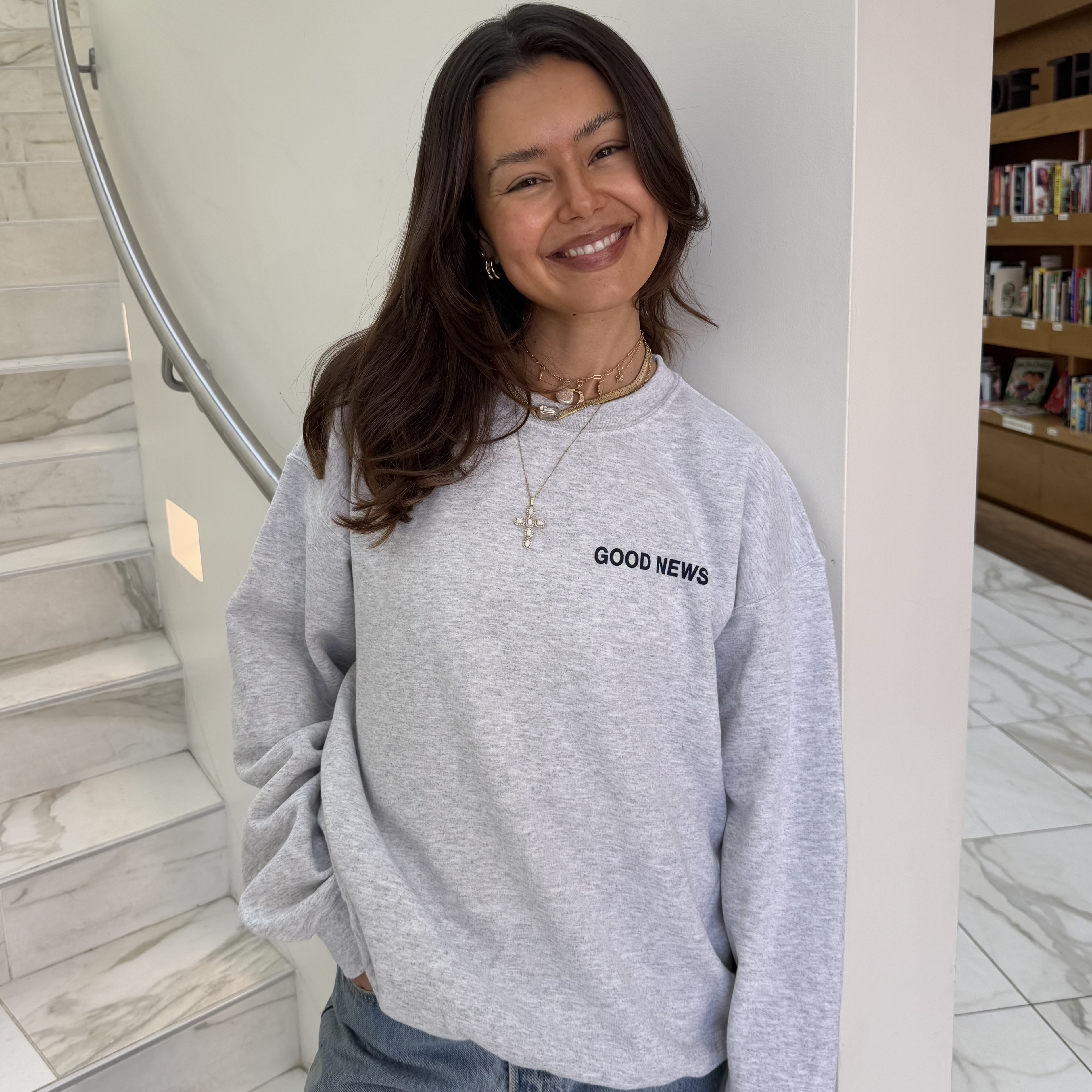 He Would Love First - Wholesale Sweatshirt - Women's - NEW EXCLUSIVE | "DEAR PERSON BEHIND ME" CREWNECK |ASH/NAVY2