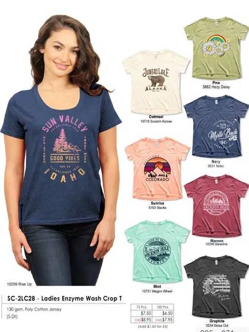 EC-2LC28 LADIES ENZYME WASH CROP TEE for wholesale by Salt Creek