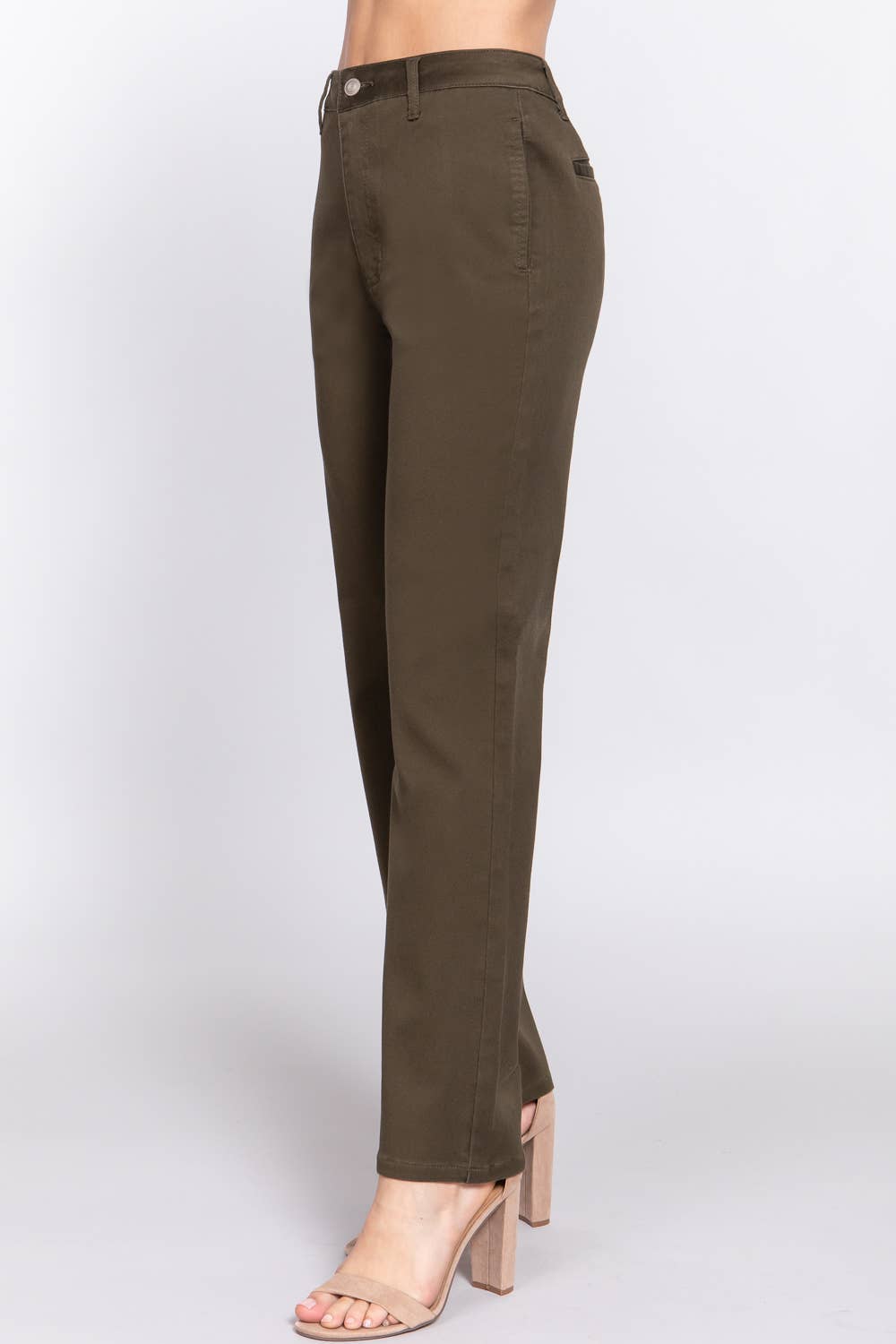 Active Basic | Active USA - Vendita all'ingrosso Pantalone - Donna - Pantaloni lunghi dritti in twill elasticizzato10
