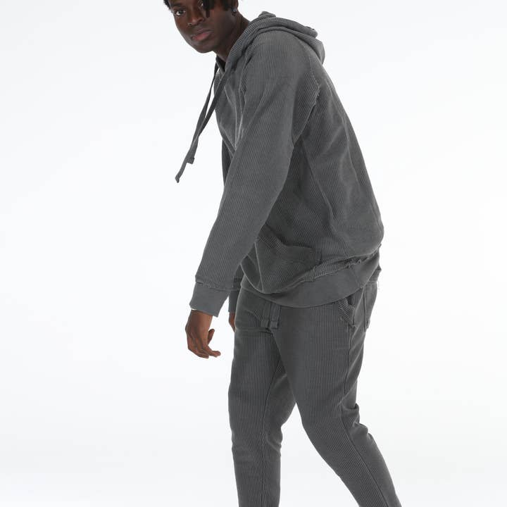 Stylo – Fato de treino – Homem por atacado – Fato de Treino em Veludo Canelado Antracite com Bainha Larga e Justa13