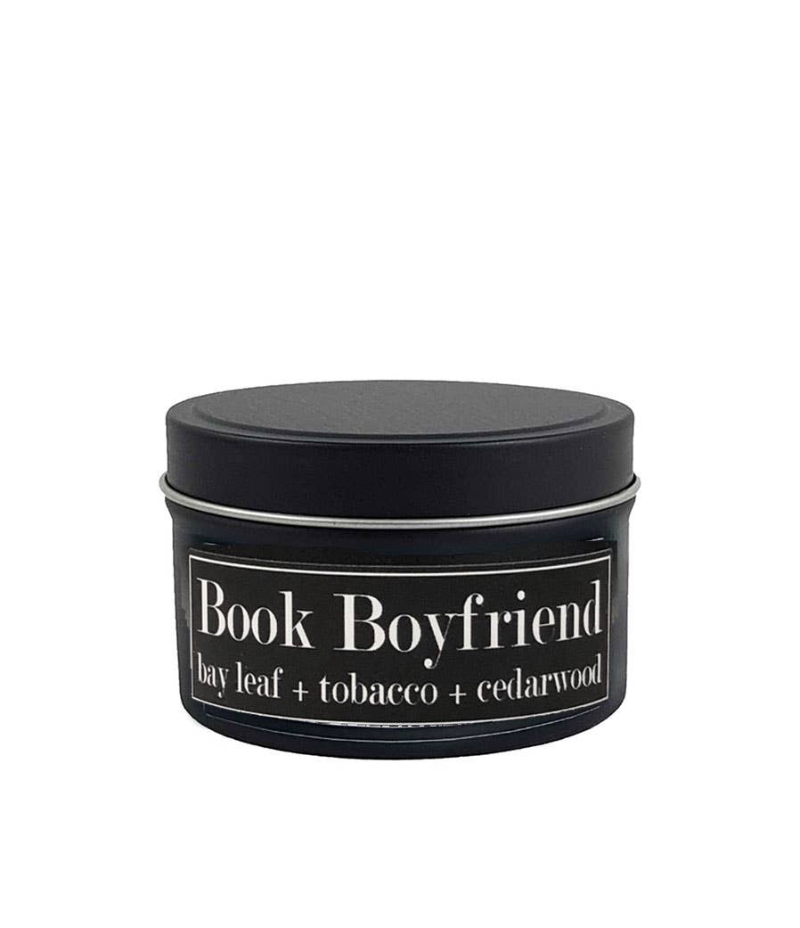 Fly Paper Products - Wholesale Travel Candles - Book Boyfriend 4oz Candle Bay Leaf + Tobacco + Cedarwood