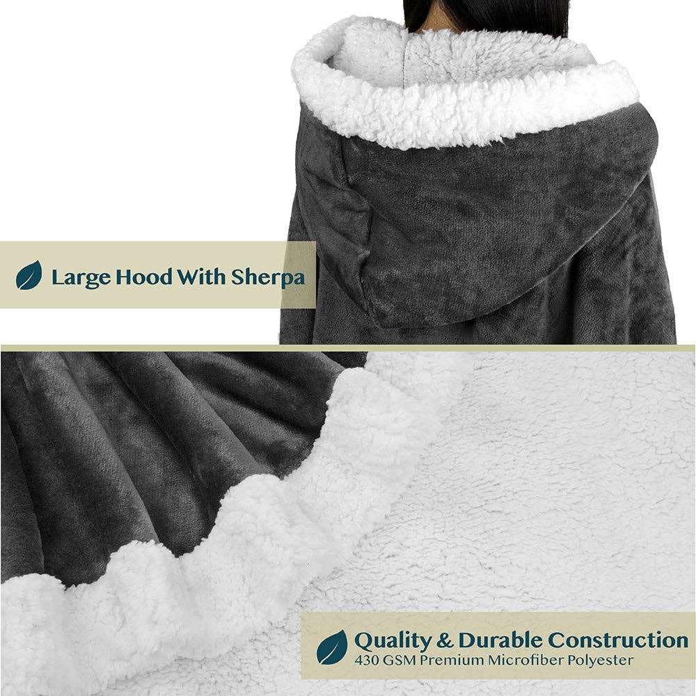 Pavilia – wholesale Poncho – Women's – Angel Wrap Hoodie Sherpa Poncho Blanket39